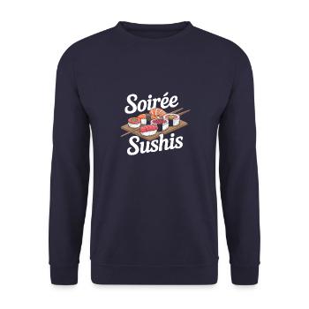 Soirée sushis - Sweat-shirt Unisexe - marine - Devant - Alina (178cm) & Michal (187cm)