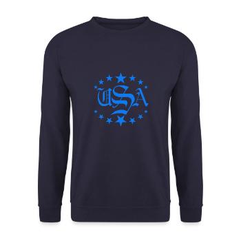 light blue design - Unisex Pullover - Navy - Vorne - Alina (178cm) & Michal (187cm)