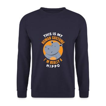 Funny I'm Hippopotamus - Unisex Pullover - Navy - Vorne - Alina (178cm) & Michal (187cm)