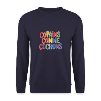 Copains comme cochons - Sweat-shirt Unisexe - marine - Devant - Alina (178cm) & Michal (187cm)