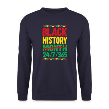 Black History Month 24/7/365 - Unisex Sweatshirt - navy - Front - Alina (178cm) & Michal (187cm)