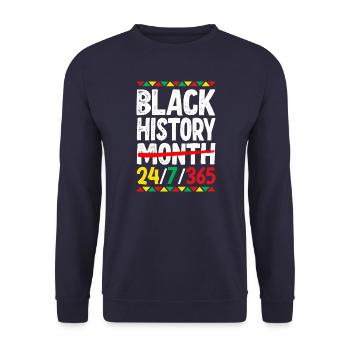 Black History Month 24/7/365 - Unisex Sweatshirt - navy - Front - Alina (178cm) & Michal (187cm)