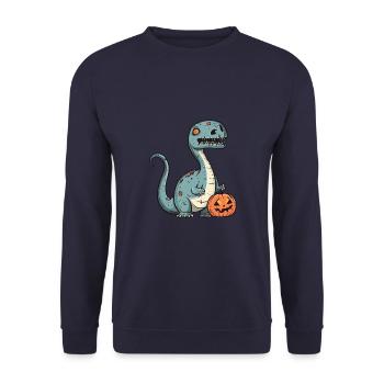 Dinosaur brontosaurus Halloween Funny Zombie - Unisex Sweatshirt - navy - Front - Alina (178cm) & Michal (187cm)