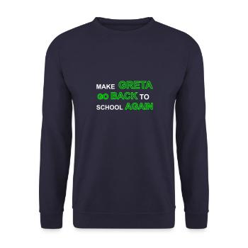 Make Greta go back to School again. Auto, Diesel. - Unisex Pullover - Navy - Vorne - Alina (178cm) & Michal (187cm)