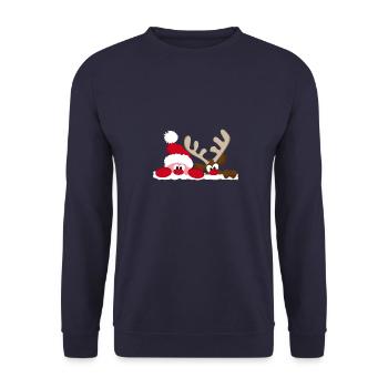 It's Christmas: Reindeer and Santa Claus - Unisex Sweatshirt - navy - Front - Alina (178cm) & Michal (187cm)