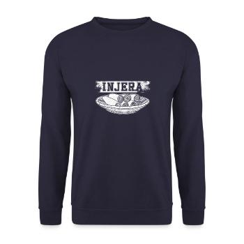 Injera eritrische Küche Essen Brot Backen - Unisex Pullover - Navy - Vorne - Alina (178cm) & Michal (187cm)