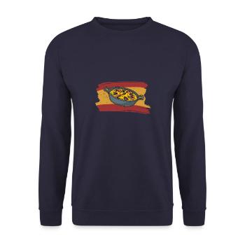 Paella Paellapfanne Sapnisches Reisgerischt - Unisex Pullover - Navy - Vorne - Alina (178cm) & Michal (187cm)