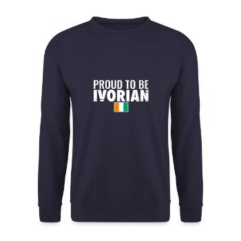 Fier d’être ivoirien Vintage Drapeau de la Côte d’Ivoire - Sweat-shirt Unisexe - marine - Devant - Alina (178cm) & Michal (187cm)