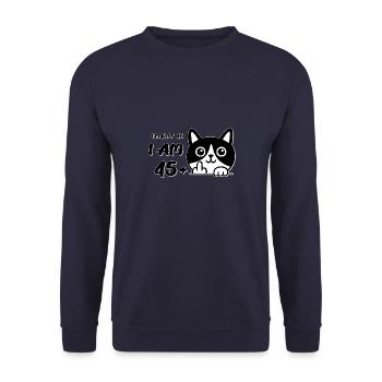 I'm Not 46, I Am 45 Plus 1 Middle Finger Cat Flip - Unisex Sweatshirt - navy - Front - Alina (178cm) & Michal (187cm)