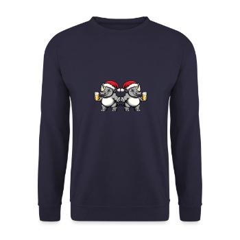 Nashorn Weihnachten Bier Team - Unisex Pullover - Navy - Vorne - Alina (178cm) & Michal (187cm)