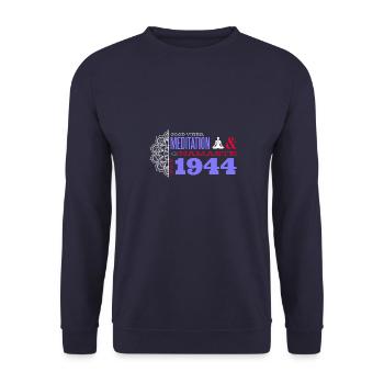 Paix spirituelle et méditation depuis 1944 - 81 - Sweat-shirt Unisexe - marine - Devant - Alina (178cm) & Michal (187cm)