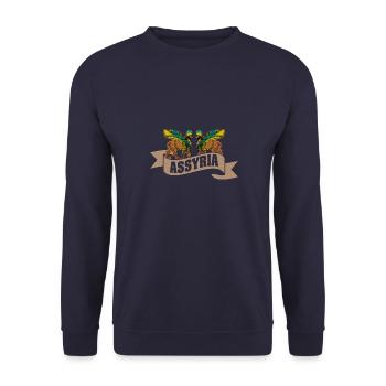 Assyrien Sumerische Lamassu Babylon Sumer Antik - Unisex Pullover - Navy - Vorne - Alina (178cm) & Michal (187cm)