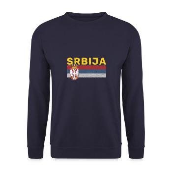 Serbien Serbisch Balkan Srbija Adler Patriotisch S - Unisex Pullover - Navy - Vorne - Alina (178cm) & Michal (187cm)