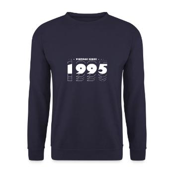 Proudly Celebrating 1995 - Vintage 30 Years of - Unisex Sweatshirt - navy - Front - Alina (178cm) & Michal (187cm)