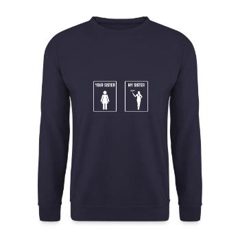 Sœur Idée de cadeau cadeaux professeur - Sweat-shirt Unisexe - marine - Devant - Alina (178cm) & Michal (187cm)