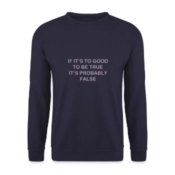 Zuvor schön wahrscheinlich falsch lustiger Spruch - Unisex Pullover - Navy - Vorne - Alina (178cm) & Michal (187cm)