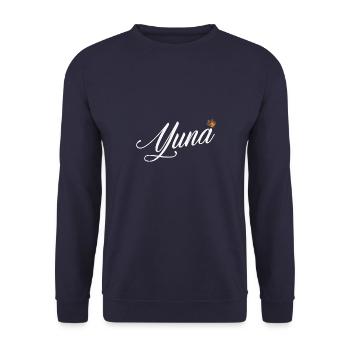 Yuna Name für Frauen Kinder Kleinkinder - Yuna Custom - Unisex Pullover - Navy - Vorne - Alina (178cm) & Michal (187cm)