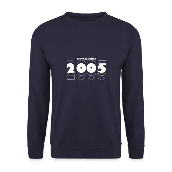 Proudly Celebrating 2005 - Vintage 20 Years of - Unisex Sweatshirt - navy - Front - Alina (178cm) & Michal (187cm)