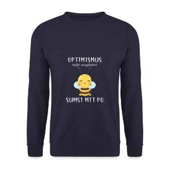 Biene Optimismus Sumsi mit Po - Unisex Pullover - Navy - Vorne - Alina (178cm) & Michal (187cm)