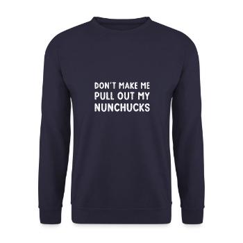 Nunchaku Ninjutsu Karate Training Ninja Weapons - Unisex Sweatshirt - navy - Front - Alina (178cm) & Michal (187cm)