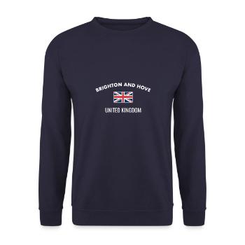 Brighton And Hove UK Britische Flagge Brite - Unisex Pullover - Navy - Vorne - Alina (178cm) & Michal (187cm)