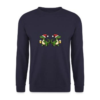 Dinosaurier brontosaurus Weihnachten Bier Team - Unisex Pullover - Navy - Vorne - Alina (178cm) & Michal (187cm)