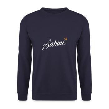 Sabine Name für Frauen Kinder Kleinkinder - Sabine - Unisex Pullover - Navy - Vorne - Alina (178cm) & Michal (187cm)