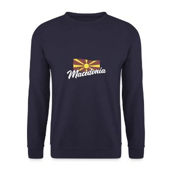 Mazedonien Skopje Balkan Herkunft Flagge National - Unisex Pullover - Navy - Vorne - Alina (178cm) & Michal (187cm)