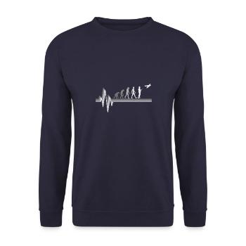 Modellflugzeug Kardiogramm Modellbau Segelflieger - Unisex Pullover - Navy - Vorne - Alina (178cm) & Michal (187cm)