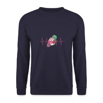 Milkshake Kawaii Erdbeere Japan Markonen - Unisex Pullover - Navy - Vorne - Alina (178cm) & Michal (187cm)