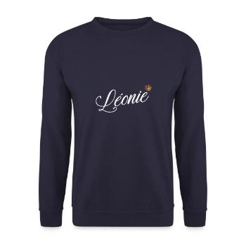 Leonie Name für Frauen Kinder Kleinkinder - Leonie Last - Unisex Pullover - Navy - Vorne - Alina (178cm) & Michal (187cm)