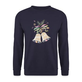 Weihnachtsglocken in zarten bunten Farben - Unisex Pullover - Navy - Vorne - Alina (178cm) & Michal (187cm)