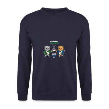 Hamilton Katze Aaron Purr Degen Duel cat Geschenk - Unisex Pullover - Navy - Vorne - Alina (178cm) & Michal (187cm)