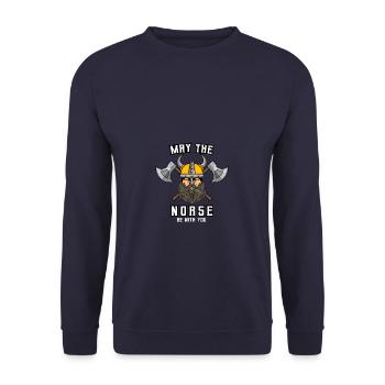 Viking Norse Mjolnir Odin Walhalla North cadeau - Sweat-shirt Unisexe - marine - Devant - Alina (178cm) & Michal (187cm)