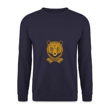 Lord of the Forest Bear Celtic runes Odin gift - Unisex Sweatshirt - navy - Front - Alina (178cm) & Michal (187cm)