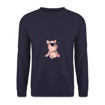 Schwein Tattoo Schinken Farm Cool Ferkel Geschenk - Unisex Pullover - Navy - Vorne - Alina (178cm) & Michal (187cm)