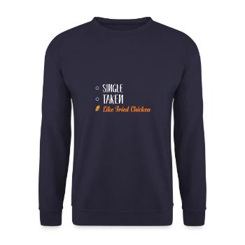 Glück Brathähnchen Foodaholic Fast Food Geschenke - Unisex Pullover - Navy - Vorne - Alina (178cm) & Michal (187cm)
