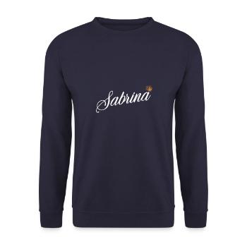 Sabrina Name für Frauen Kinder Kleinkinder - Sabrina - Unisex Pullover - Navy - Vorne - Alina (178cm) & Michal (187cm)