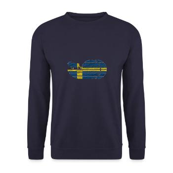 Schweden Elch Flagge Retro Vintage Geschenkidee - Unisex Pullover - Navy - Vorne - Alina (178cm) & Michal (187cm)