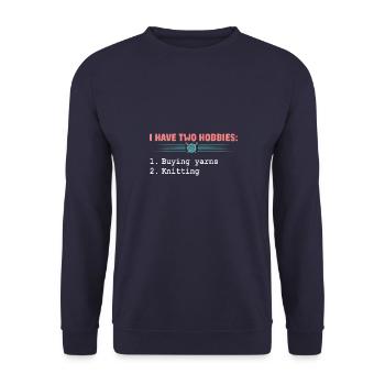 Quilter Stricken Garnsammlung Häkeln Lebensstil - Unisex Pullover - Navy - Vorne - Alina (178cm) & Michal (187cm)