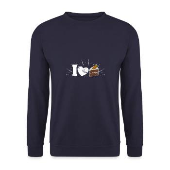 Kuchen Backen Bäckerei Hobby Karrotenkuchen - Unisex Pullover - Navy - Vorne - Alina (178cm) & Michal (187cm)