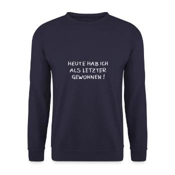 Heute hab ich als letzter gewonnen! - Unisex Pullover - Navy - Vorne - Alina (178cm) & Michal (187cm)