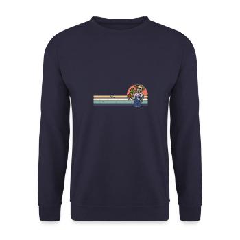 Skelett Spooky Gärtner Gärtnerei Hobby Blumen - Unisex Pullover - Navy - Vorne - Alina (178cm) & Michal (187cm)