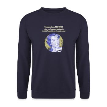 Feministin - Unisex Pullover - Navy - Vorne - Alina (178cm) & Michal (187cm)