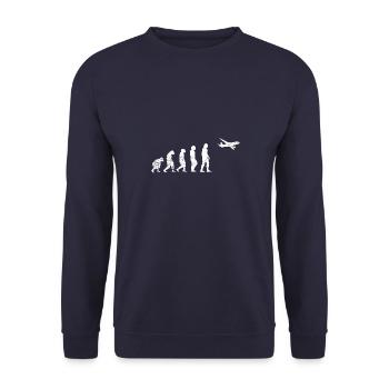 Flugzeug Airplane Vintage Luftfahrt Sprüche - Unisex Pullover - Navy - Vorne - Alina (178cm) & Michal (187cm)