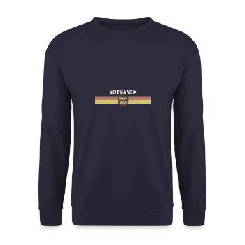 Frankreich touristische Region Normandie Flagge - Unisex Pullover - Navy - Vorne - Alina (178cm) & Michal (187cm)