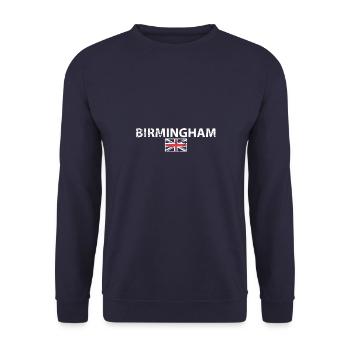 Birmingham Großbritannien Vintage Britische Flagge - Unisex Pullover - Navy - Vorne - Alina (178cm) & Michal (187cm)