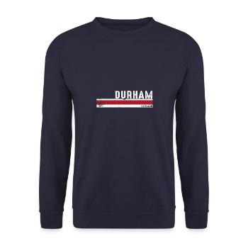 Durham, Angleterre, design vintage pour les amoureux du patrimoine - Sweat-shirt Unisexe - marine - Devant - Alina (178cm) & Michal (187cm)