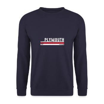 Plymouth England Vintage Design - Unisex Pullover - Navy - Vorne - Alina (178cm) & Michal (187cm)