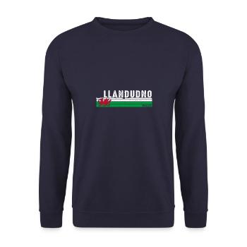 Llandudno Retro Wales Design for Proud Welsh Fans - Unisex Sweatshirt - navy - Front - Alina (178cm) & Michal (187cm)